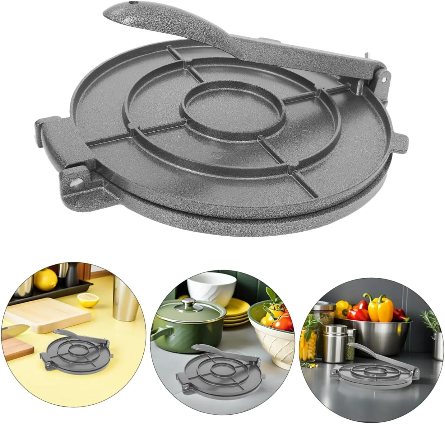 Handmade Cast Iron Mexican Taco Maker 10 Inch,Flour Tortilla Non Stick Surface Dough Press,Iron Tortilla Press,Perfect for Homemade Quesadillas, Rotis & Empanadas
