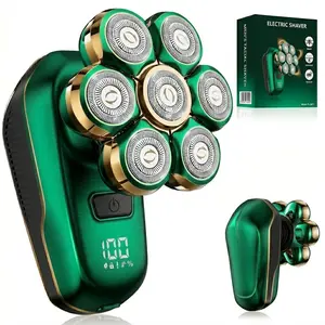 WAEN 7D Floating Head Shaver for Bald Men, 8500RPM Powerful Motor Electric Razor, 1400mAh Long Battery Life, Detachable Magnetic Head for Easy Clean, IPX6 Waterproof Wet/Dry Shaving Kit, Gift for Men