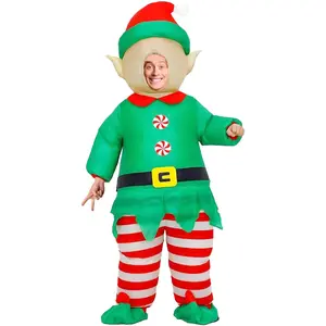 Inflatable Christmas Elf Costume Adult Funny Inflatable Clothing Unisex Suitable for Christmas Halloween Holiday Role Play Party