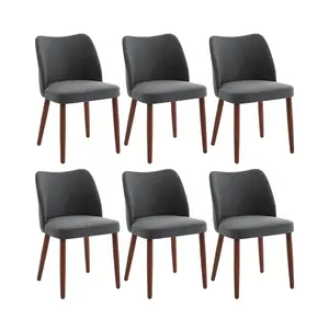 GAOMON Upholstered Dining Chairs Set of 6 – Wingback, Thick Cushions, Wooden Legs, Leveling Feet – Fabric or PU Leather Kitchen & Dining Room