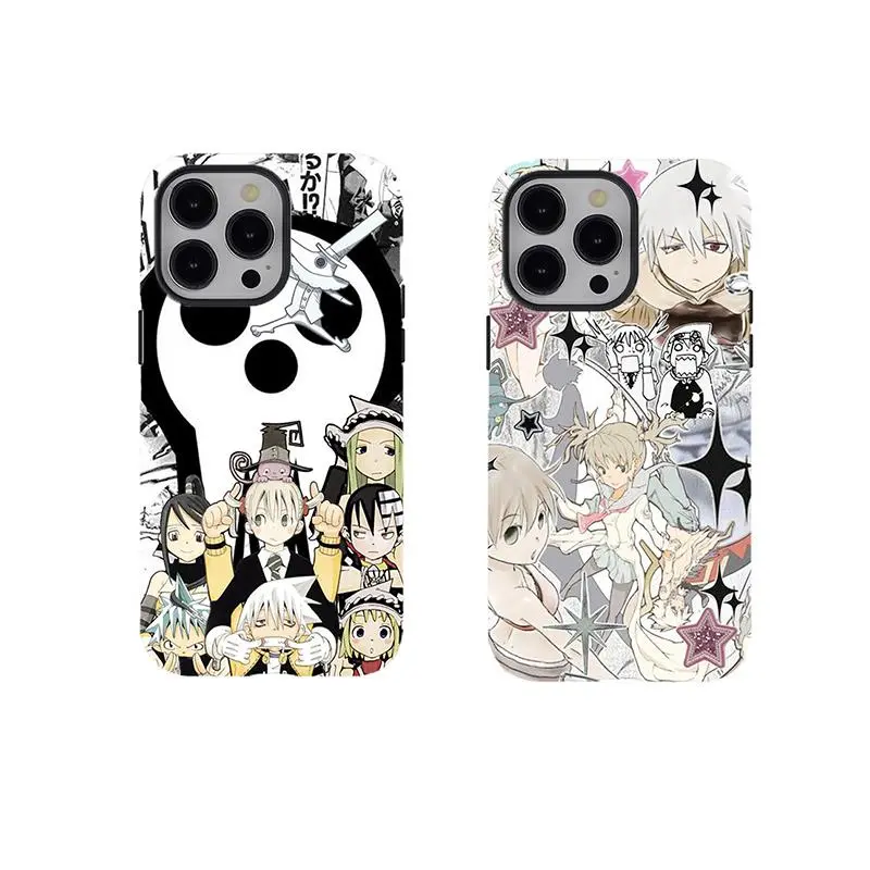 Anime Vintage Soul Eater Custom Cellphone Case - Rubber & Polycarbonate Shockproof Protective Cover with Drop Resistance, Durable Tech Accessory for iPhone 11-17 Pro Max Plus (For Fans)