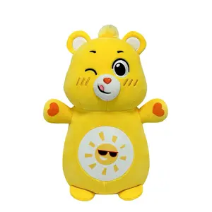 Soft Squishy Care Bear Yellow Bear Plush for Kids and Adults Sensory Toy for Stress Relief and Comfort Ultra-Soft Velvety Fabric Huggable Pastel Aesthetic Cozy-Vibe Lover