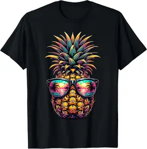 Pineapple Sunglasses Aloha Beaches Hawaii T-Shirt Cotton Fabric