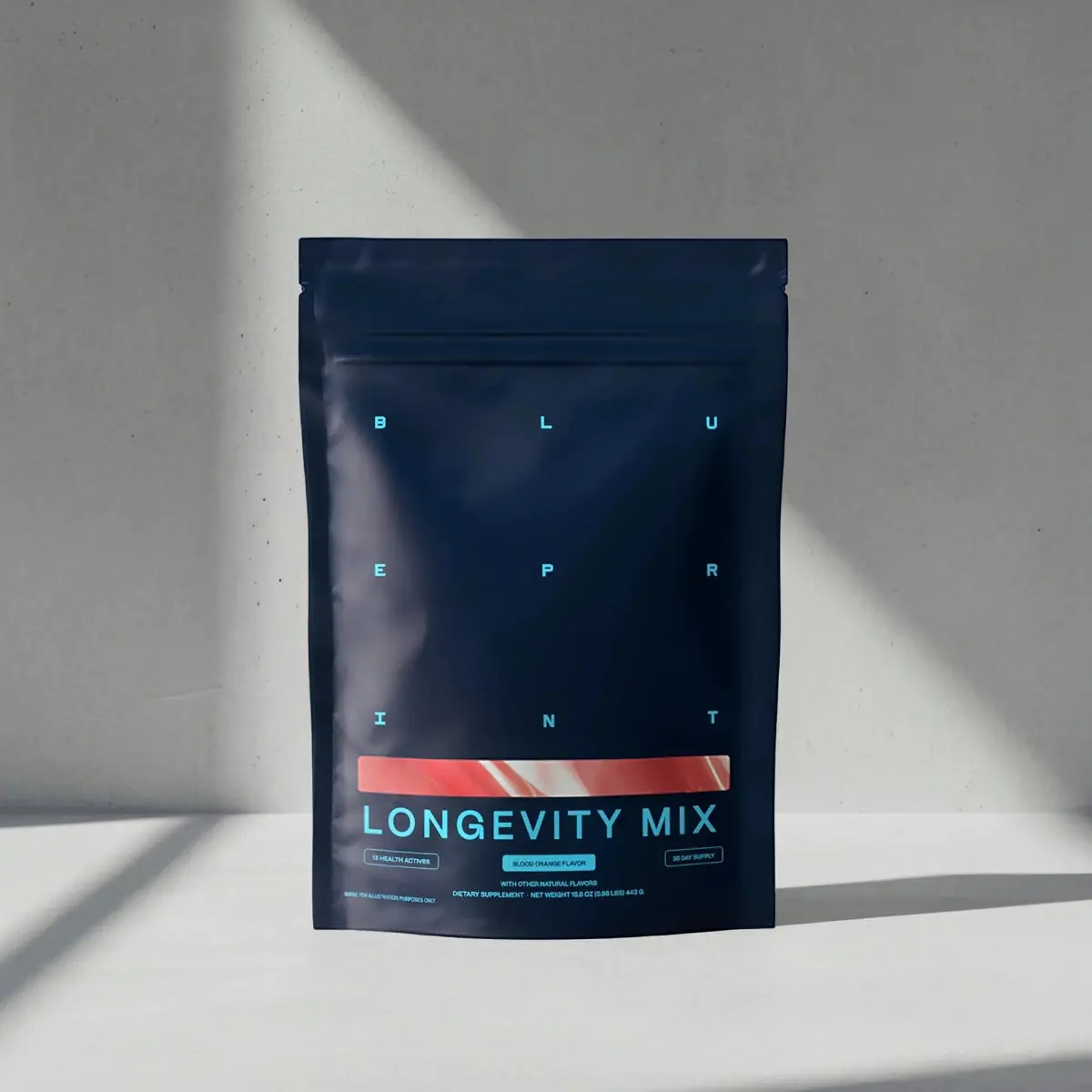 Blueprint Bryan Johnson Longevity Smooth Powder Drink Mix - Tangy Blood Orange Daily Vitamin Healthcare Supplement with Creatine, Glutathione, CaAKG, Supermolecules, Clinical Tested for Metabolism, Focus, Dietary Support, 1 Scoop Boosted Energy