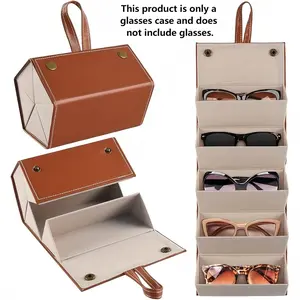 1 Pc Sunglasses Storage Organizer, Multi-Functional 4/56 Slots Eyeglasses Case, Creative Premium PU Leather Glasses Box, Multiple Styles Available