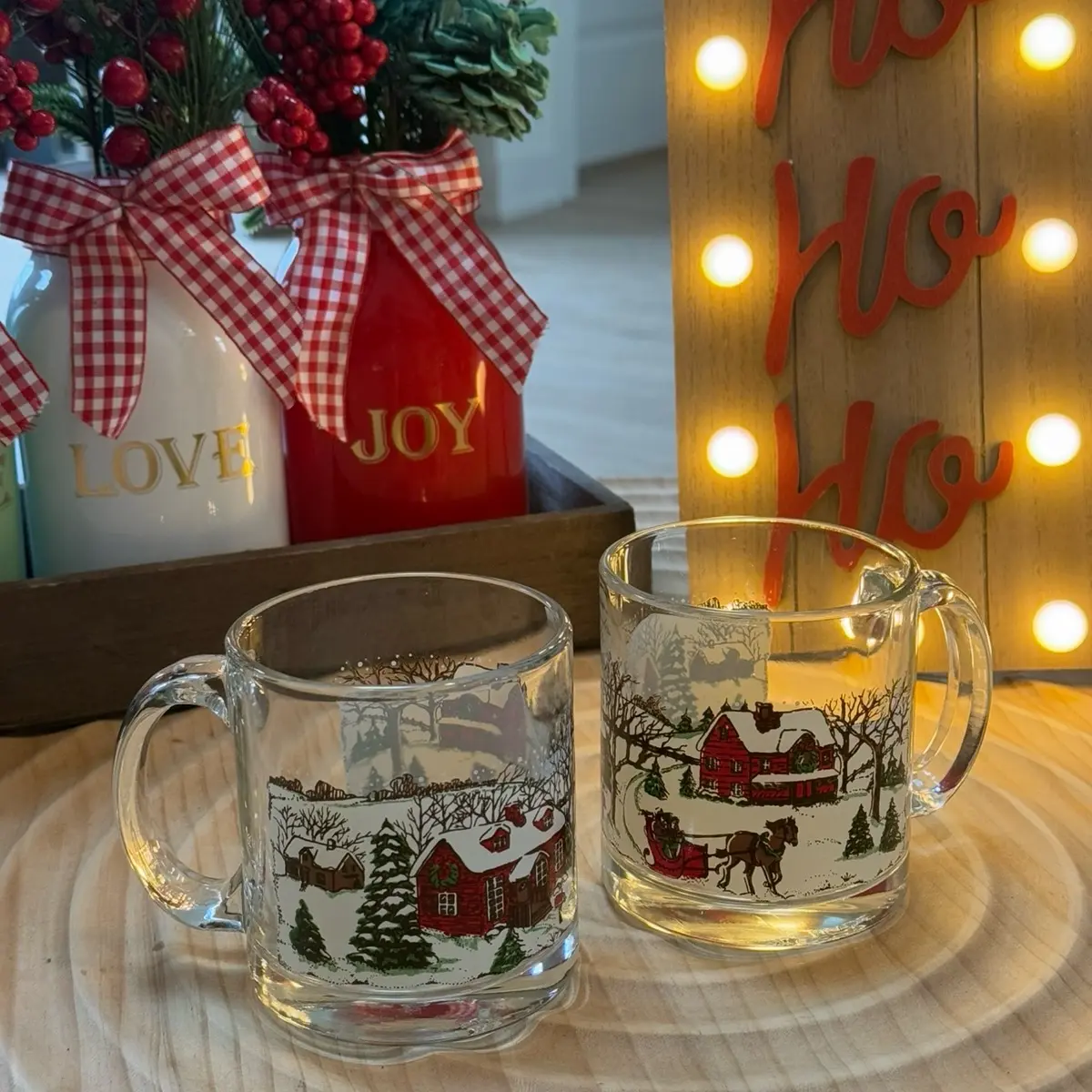 Libbey Vintage Christmas Mugs - Set of 2