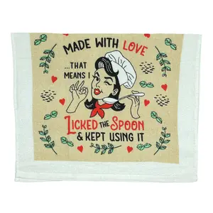 Made With Love Funny Homemade Kitchen Cooking Tea Towel Funny Dish Towels Soft Adsorbent Tea Towel