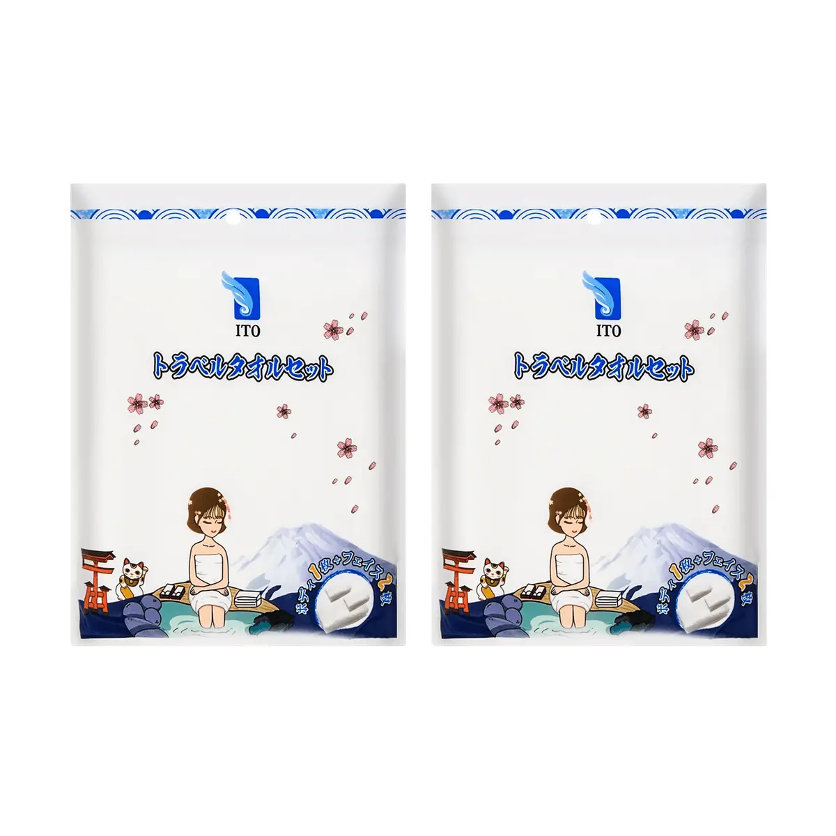 ITO Japan 100% Cotton Absorbent Disposable Face Towels & Bath Towels Set - Travel Pack, 6 Count (2 Large, 4 Small) ITO Japan 100% Cotton Absorbent Disposable Face Towels & Bath Towels Set - Travel Pack, 6 Count (2 Large, 4 Small)