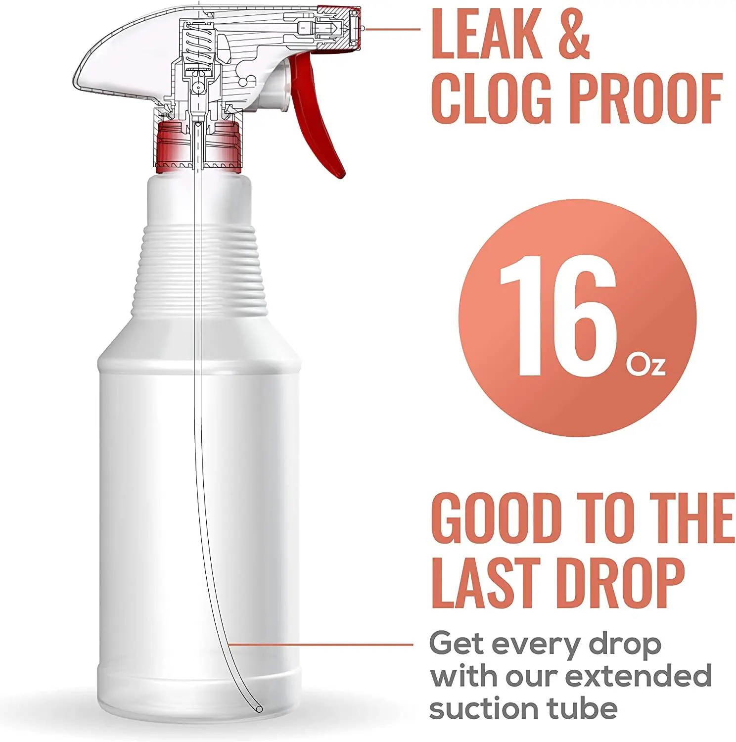 LiBa 16oz Household Multipurpose Spray Bottles (4 Pack) - BPA-Free HDPE Plastic Home Organization Bottles, 3-in-1 Adjustable Nozzle, Clog-Proof Performance, Chemical Resistant, Easy to Refill for Cleaning, Plant Care, Hair Care, Diy