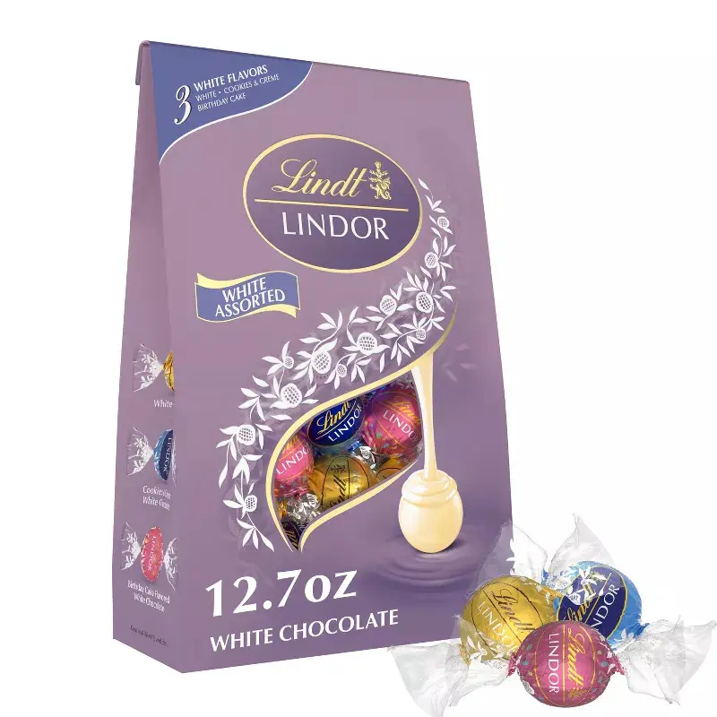 Lindt LINDOR Assorted White Chocolate Candy Truffles Bag – 12.7oz