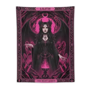Gothic Tarot Card Tapestry The Devil The Witch Cat Goddess Lilith Wall Hanging Dark Aesthetic Home Decor outdoorfun