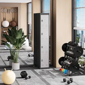 【Christmas Gift】Employee 4-Door Locking Metal Locker  72 Inch  High  Dark Gray