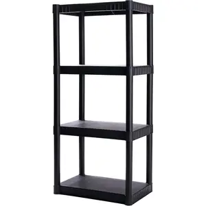4-Shelf Plastic Storage Shelves, 48” x 23” x 14”, 200lb Capacity, Pantry, Office, Closet and Garage Shelves, Easy to Assemble, Durable Plastic Shelving Unit