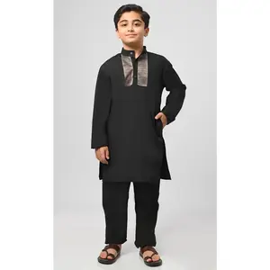 Bilal Muslim Boys Black Kurta Pajama Set - Final Sale