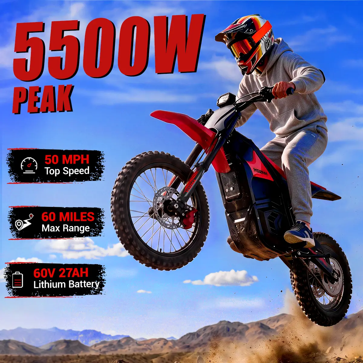 Off-road Only Yozma IN 10 Pro 50Mph 60Miles 5500W Power 60V Birthday Gift For Teens & Adults e bike High-Performance Electric Bike
