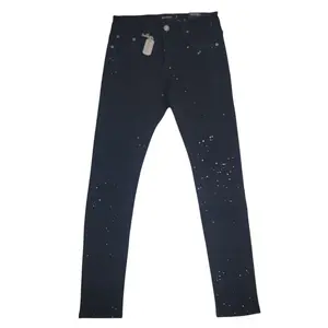 MAX KROME MEN'S SKINNY RHINESTONE JEANS JET BLACK