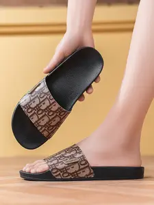 Men's Letter Print Slides, Slide Slippers, Casual Comfortable Lightweight Summer Sandals for Beach, Pool & Outdoor Wear, Trendy Casual Flip Flops for Active Lifestyles, Boy, Slipper