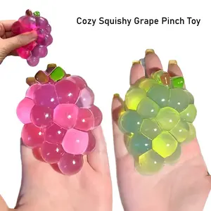Squishy Fruit Grapes Fidget Toy Squeeze Stress Relief Hand Toy Anti-Anxiety Fruit Stretchy Slow Rising Toy Creative Sensory Toy