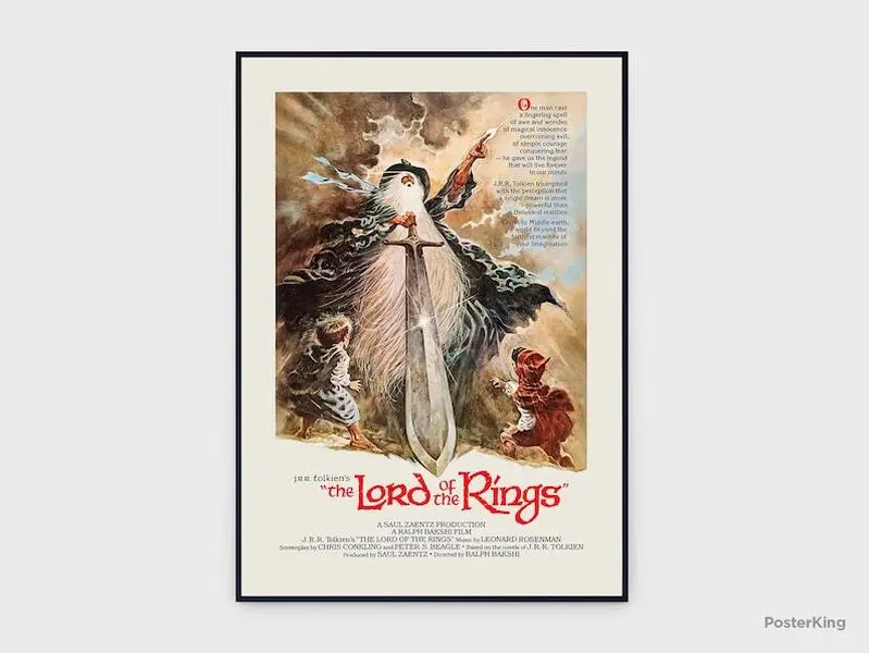 Lord Of The Rings 1978 Movie Original Vintage Poster, LOTR Tom Jung Retro Fantasy