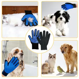 2-piece set of pet grooming gloves, hair removal gloves with hair removal and massage functions, suitable for dogs and cats to remove floating hair tools, cat cleaning and grooming gloves, pet grooming massage and grooming gloves, cat grooming gloves, hai