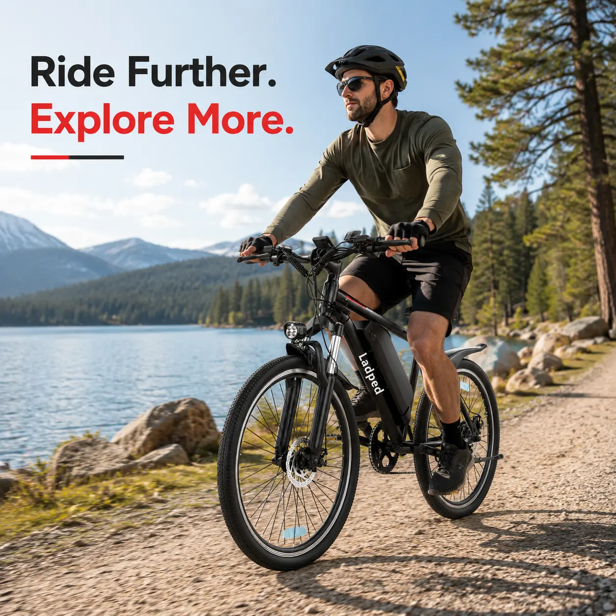 Adult Lightweight Electric Commuter Mountain Bike - 20MPH, 50+mi Range, 26" Tires, 7-Speed, Front Suspension, Front & Rear Brakes, Slope-Climbing Capability, UL Certified for Commuting & Adventure