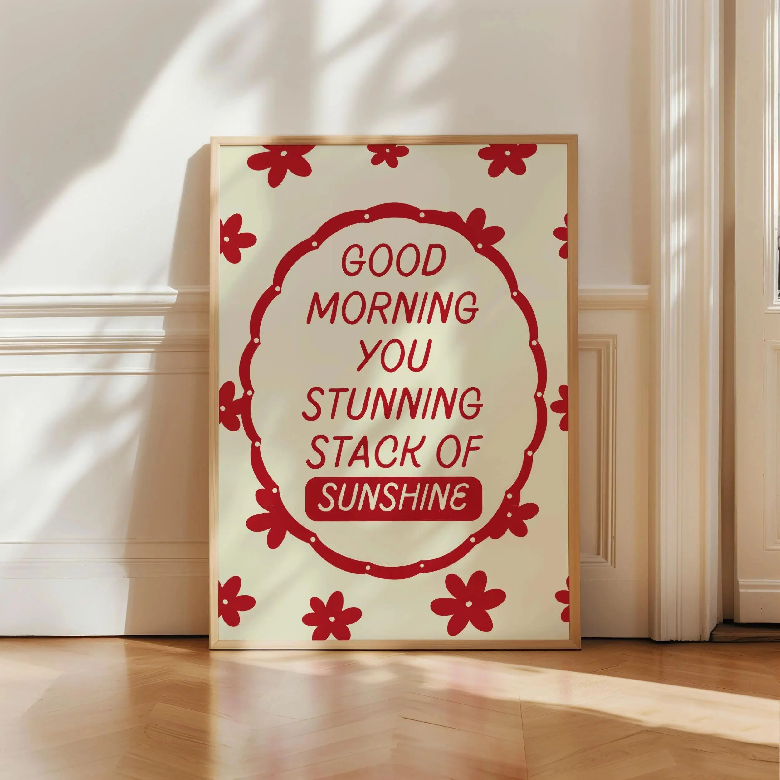 Good Morning Digital Print Funny Cute Coquette Morning Motivational Poster Uplifting Living Room Wall Decor Positive Dorm Room Gift Love