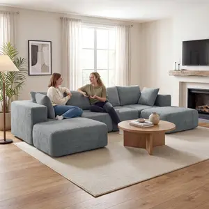 Velvet Feel Jacquard Modular Sectional Sofa Zipper Removable Washable Covers Easy Care For Home Interior Decor