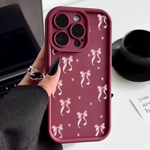 Shockproof Pink Bow Printed Case For iPhone 17 Air 16 15 Pro Max 16e 14 Plus 13 12 11 Pro Max XS Soft Silicone TPU Phone Cover