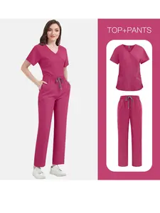 Mens Beauty Salon Postnatal Care Center Nanny Puppy Care Room Solid Color Overalls Pet Care Uniform Set Menswear Veterinary Work Clothes Surgical Scrubs Set Workwear