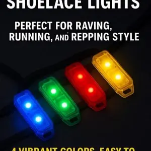 LED Pulse Shoelace Lights - 4 Vibrant Colors Perfect for Raving Running and Repping Style Easy to Use