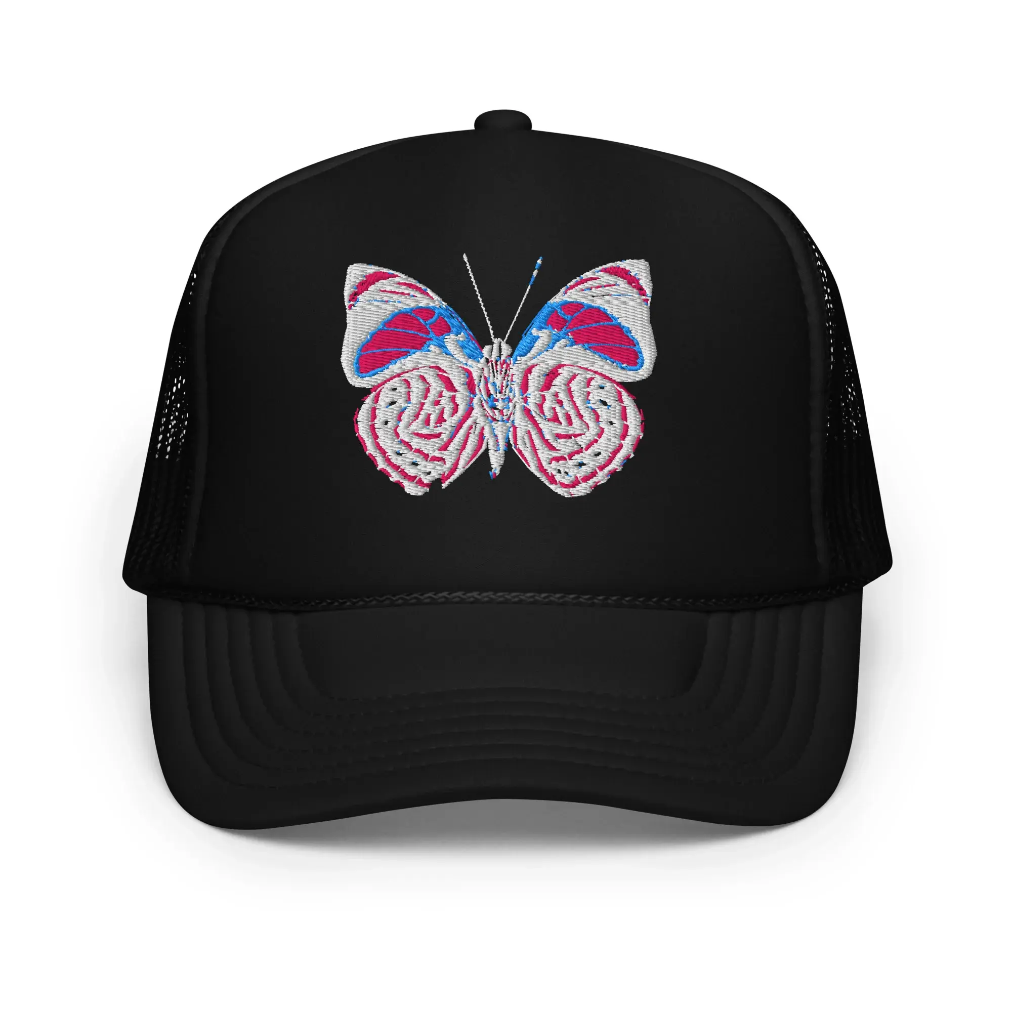 Unisex High-Profile Extra Thick Butterfly Baseball Cap - 5-Panel Polyester Foam Mesh Trucker Hat, Adjustable Snap, One Size Fits Most for Daily Casual Wear