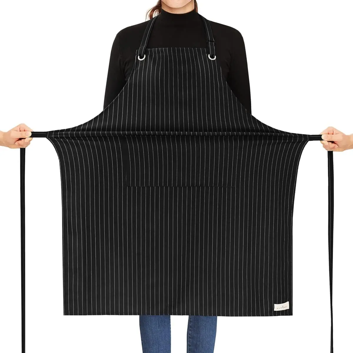 Stripe Stretch Apron for Men Women Chef Big and Tall Large Striped Aprons with Pockets for Kitchen Cooking