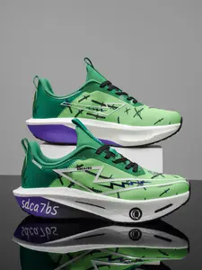 Breathable Print Sneakers, High Elastic Shock Absorption, Anti-Slip PU Sole, Low Top Lace-Up, Lightweight Support, Marathon Running Shoes