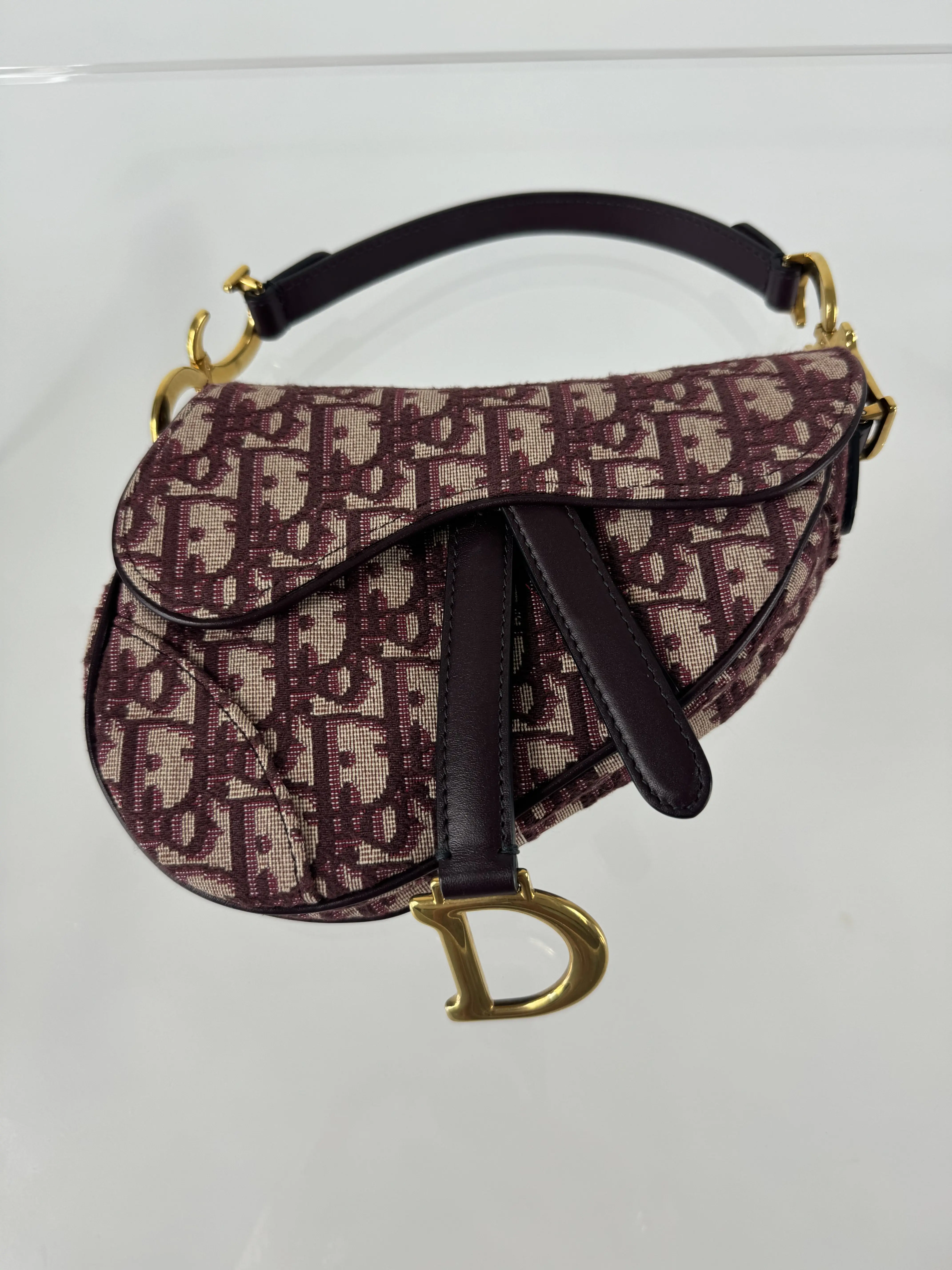 Pre-owned DIOR Embroidered cavas Mini Bag Christian Mini Saddle Bag