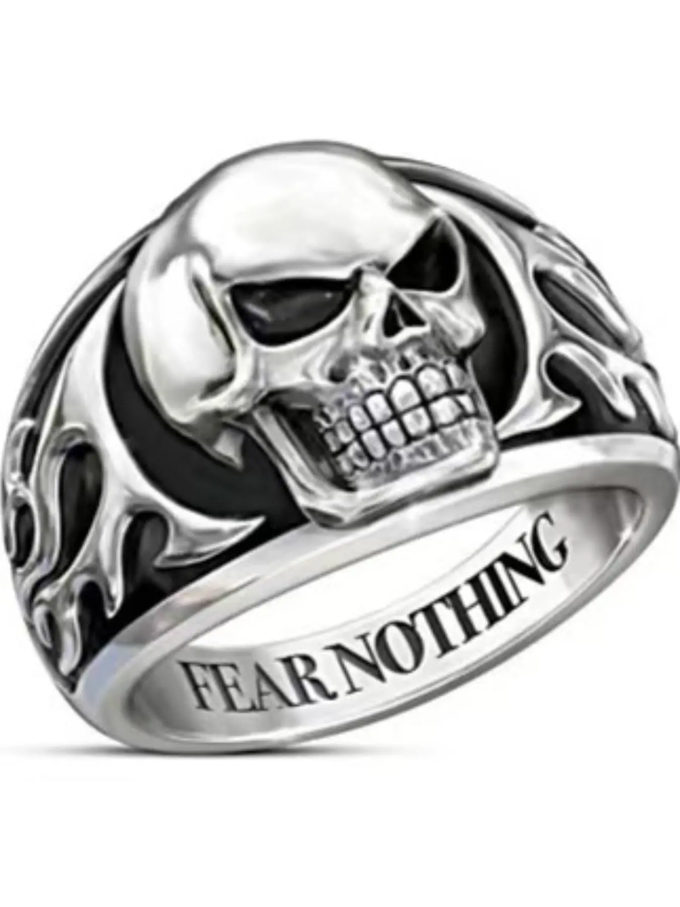 Men's Street Trend Skull Design Ring, Punk Style Letter Design Engraved Ring, Fashionable Jewelry for Men As Gift, Dark Aesthetic Rings