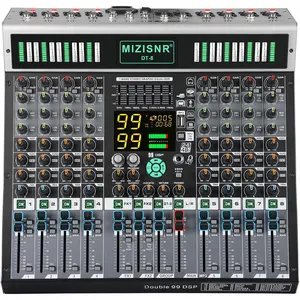 Mixer Audio 8 Channel Music Mixing Board with Dual 99DSP & 7-Band EQ, Professtional DJ Mixer Sound Console with 2.0 USB Port, Bluetooth, 48V Phantom Power & Mute Function for Studio Live Performance