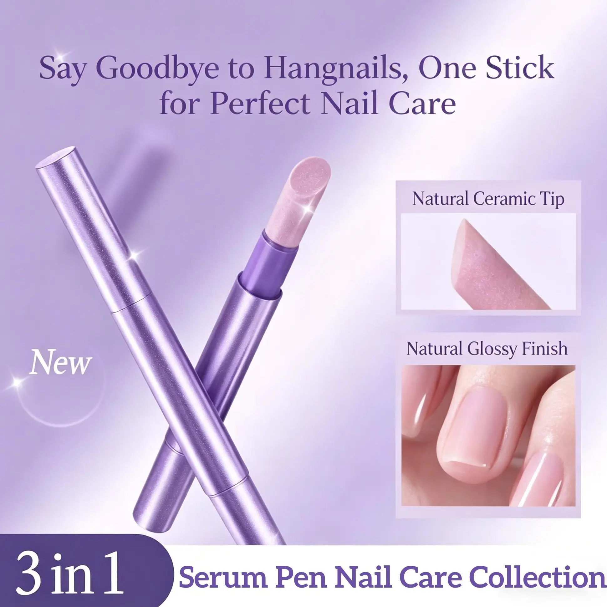 3-in-1 Nail Care Pen,Cuticle Pusher Nail Oil Pen with Ceramic Tip, Cuticle Treatment for Hangnails, Dry & Damaged Nails, Upgrade Nail Cuticle Remover Pen,Nail Care Pen for Moisturize Strengthen Nails