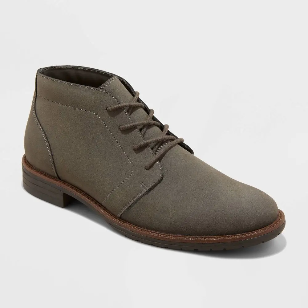 Men's Jerad Chukka Boots - Goodfellow & Co Gray 13: Lace-Up Ankle Footwear Cushioned Insole Faux Suede Medium Width