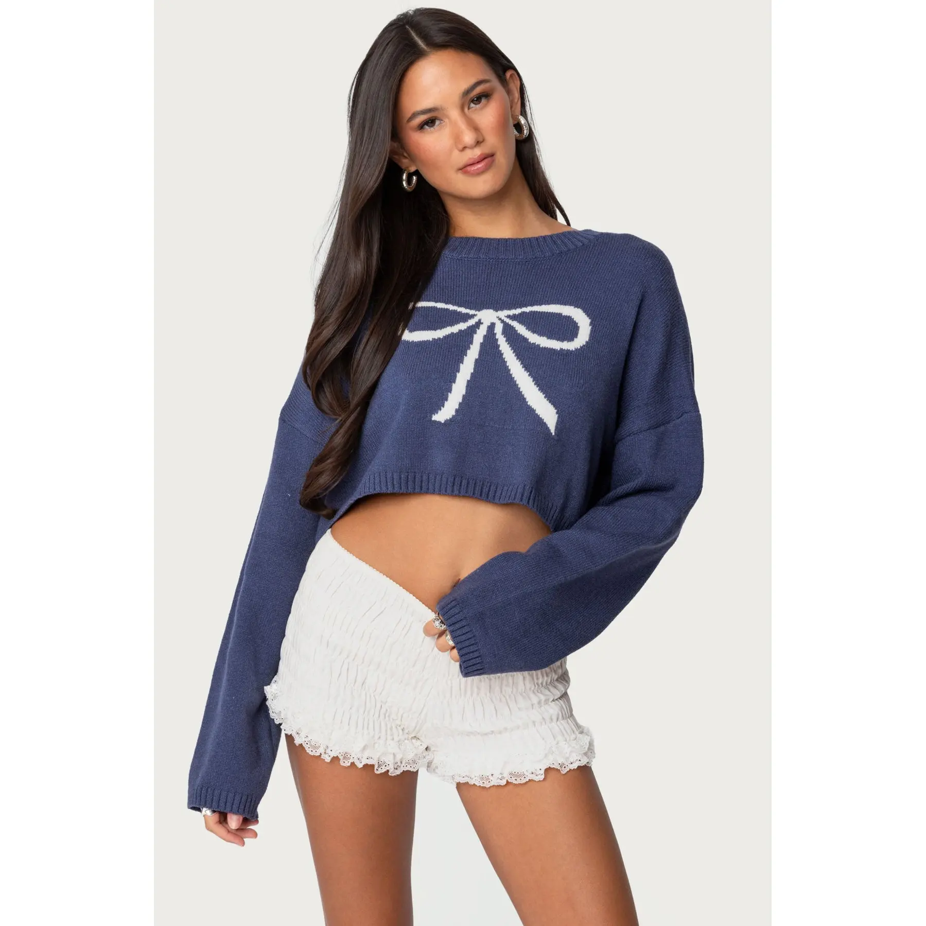 Knit Bow Cropped Sweater