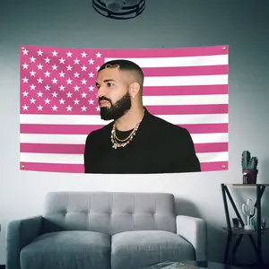 Drake Pink American Flag Banner Flag 3*5FT Polyester Durable College Dormitory Party Indoor Outdoor Wall Decoration
