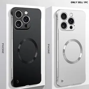 Ultra Thin Matte PC Frameless Protective Phone Case for iPhone 17 Pro Max 16 Pro Max 15 14 13 12 Pro Max 17 Air Magnetic Wireless Charging