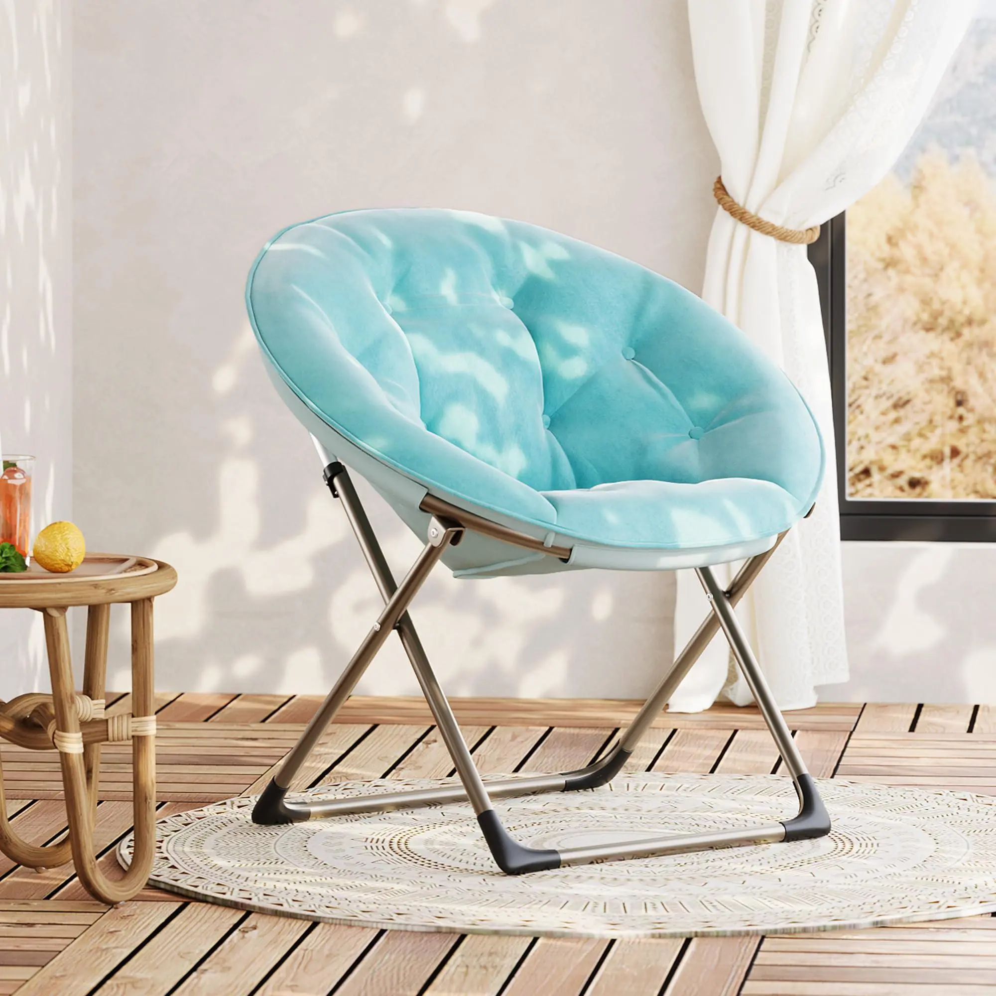Gaomon Oversized Saucer Floor Chair - Sturdy X-Large Metal Frame, Soft Cotton Plush Fabric, Ergonomic Foldable PP Cushion, Fully Assembled Lazy Accent Chair for Adults, Bedroom/Gaming Area Round Decor, Floor Chairs