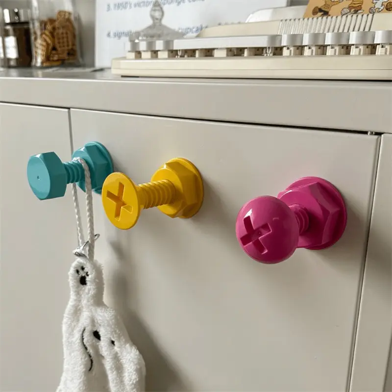 3pcs/1set Cute Hook Creative Screw Hook Behind The Wall Door Coat And Cap Hook Adhesive Punch-Free Hook Load-Bearing Wall Mount Coat Hook for bedroom wall decor, Aesthetic room decor