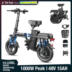 Summervibes Adult Electric Folding Ebike, 500W Motor, 48V 15Ah Battery, 45Km Range, 14-Level Shock Absorption, UL2849 Certified, Ebikes