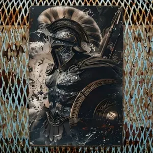 Aluminum Spartan Warrior Western Wall Art 20x30cm Vintage Aluminum Sign For Home Decor Man Cave Bar Restaurant Hotel Retro Plaque Metal Wall Decor