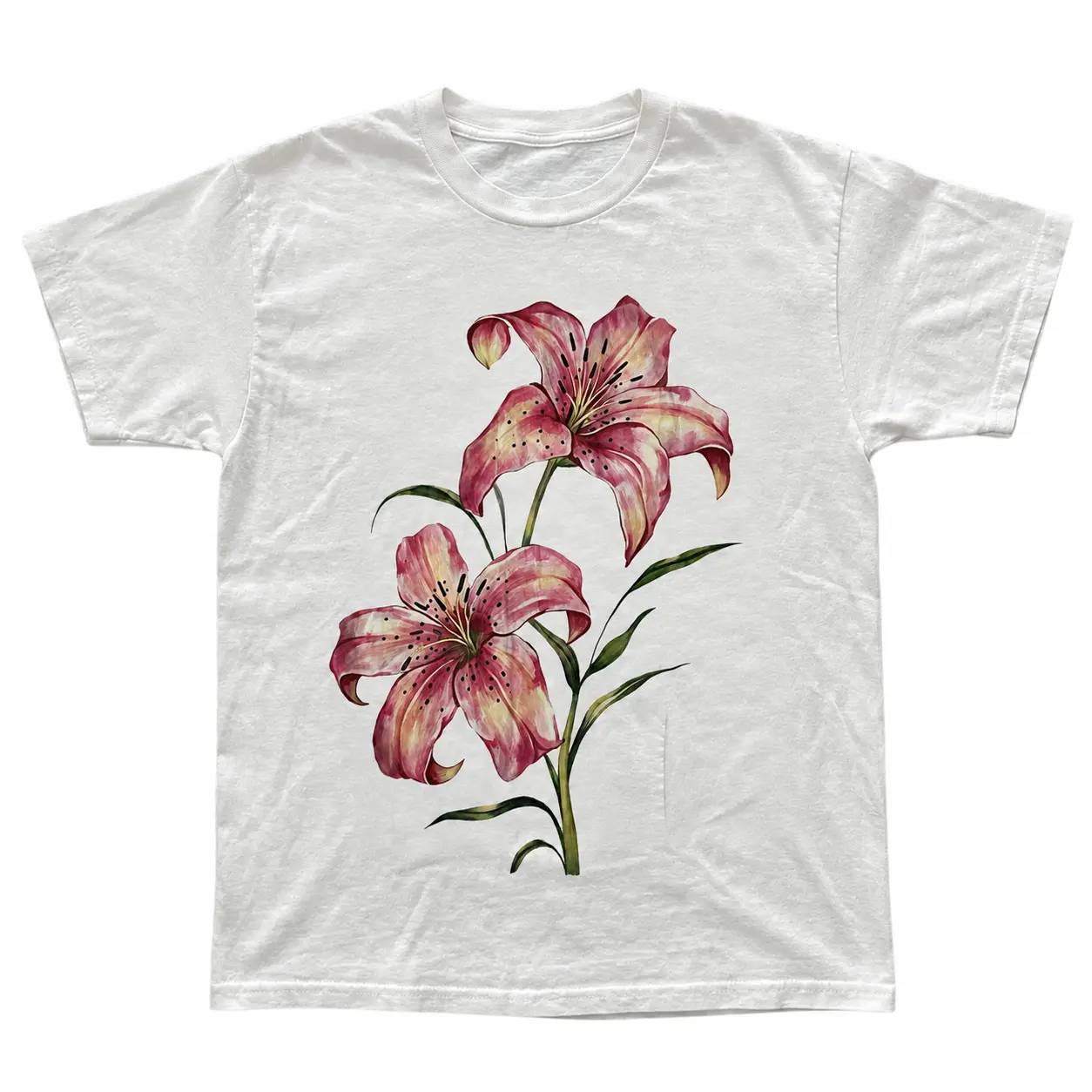 Pink Lily Floral T-Shirt, Tree Shirt, Natural Tee, Gifts Shirt, Unisex Vintage Graphic Tees Gothic Grunge Y2k Emo Scene Amity Affliction Style Clothes Men Women Streetwear,Men's,Regular,Fit Textured Knit Top,baby,dee,shirts,,African,American,short,sleeve,