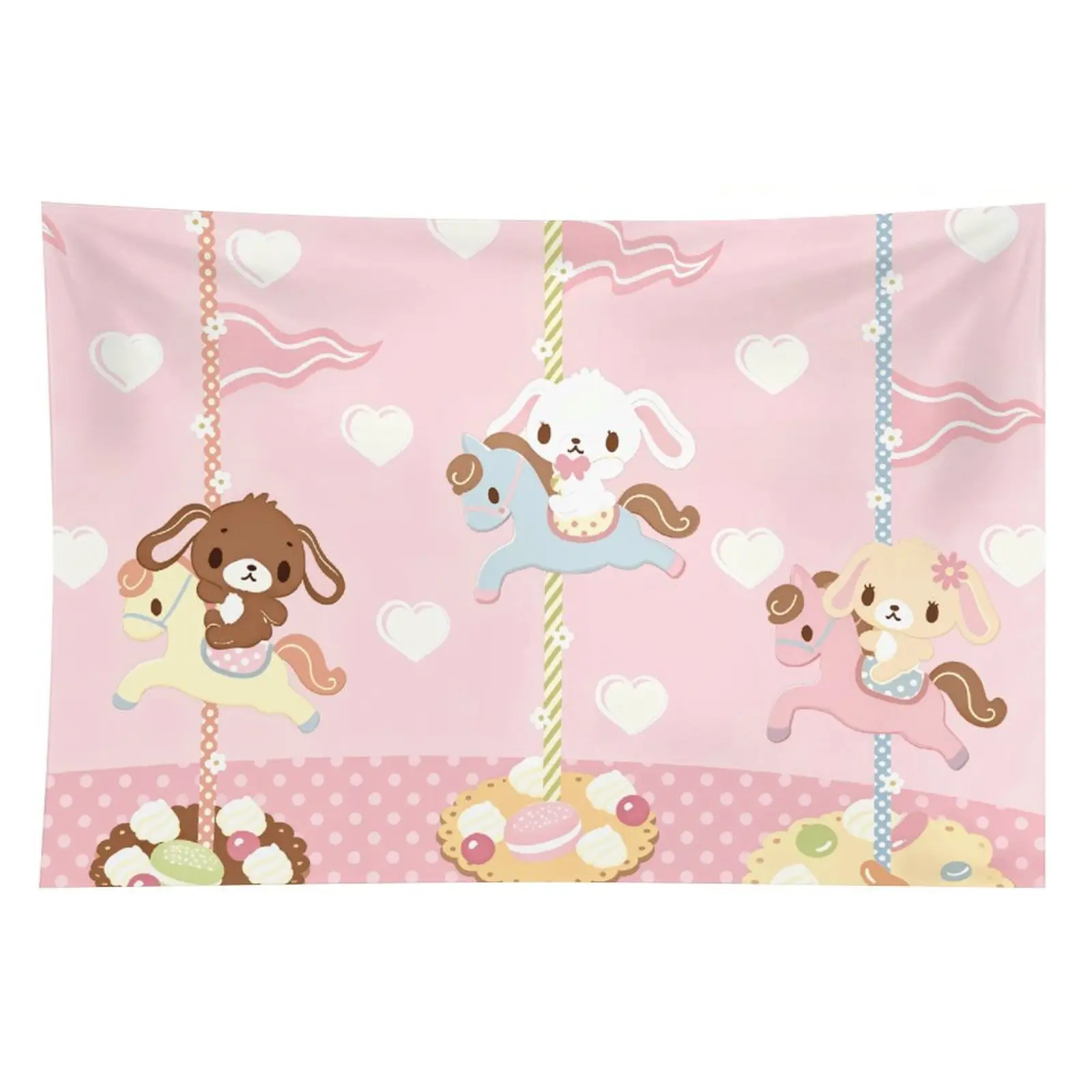 1pc 60x40in Adorable Colorful Cartoon Carousel & Cute Animal Wall Hanging Tapestry - Indoor Home Decor for Bedroom Dorm, Bedroom Decor Aesthetic, Living Room Hanging Accessory, Room Decor, Wall Decor