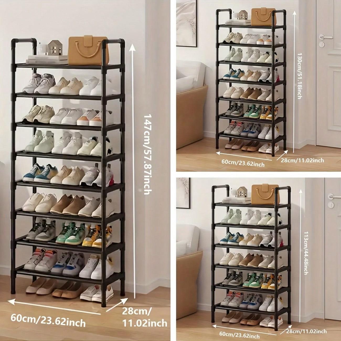 TAIMASI 1pc Multi-Layer Shoe Rack, Black Shoe Storage Stand, Simple Household Shoe Storage And Organization, Multifunctional Storage Shelf, Space Saving Shoe Rack, Suitable For Doorway, Bedroom, Corridor