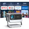 VOPLLS Netflix Certified Smart Projector - Native Full HD 1080P, 600 ANSI Lumens, Dual Auto Focus, Auto Keystone Correction, Built-in 3D Dolby Audio, WiFi 6, Bluetooth 5.0, 50% Zoom, HDMI/USB-C, for Bedroom Home Cinema