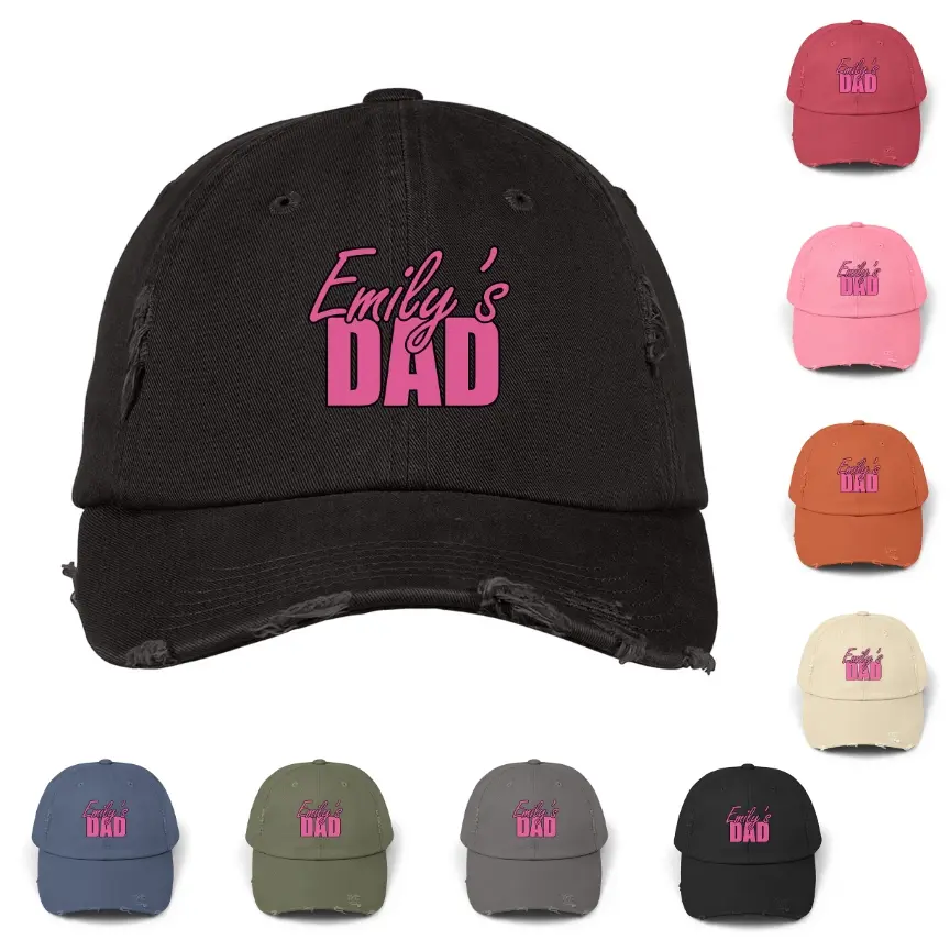 Custom Name Dad Cap, Father's Day Dad Distressed Cap, Personalized Cap, Custom Family Cap, Vintage Look Hat